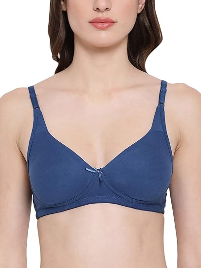 Clovia Women’s Cotton Full-Cup Non-Padded Non-Wired Bra – Blue 40C